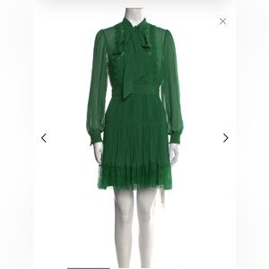 Self-Portrait Elegant Green Long Sleeve Dress